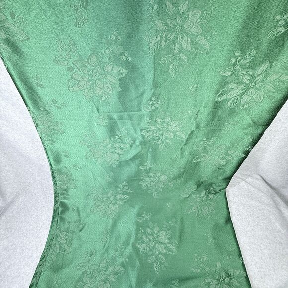 Christmas Tablecloth & 8 Napkin Set Poinsettia Green Jacquard 60x 120" Rectangle - Picture 4 of 6